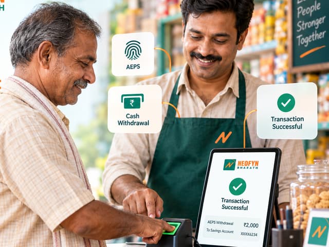 Retailer completing an AEPS transaction for an elderly customer