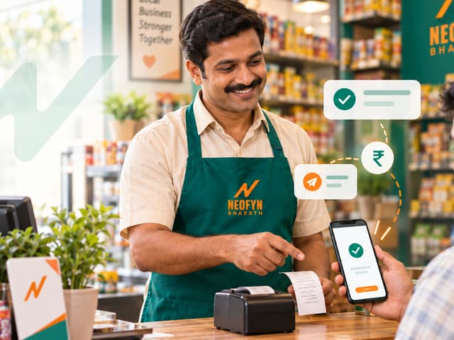 Retailer accepting a mobile payment from a customer at the counter